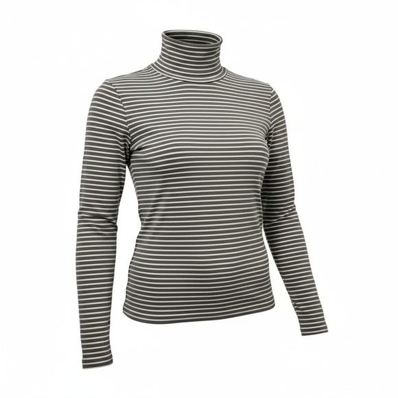 American Eagle Soft And Sexy Cotton Turtleneck Green And White Stripes - Picture 3 of 7